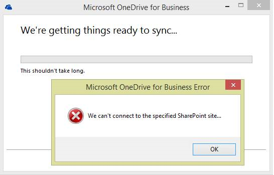 OneDrive sync error message