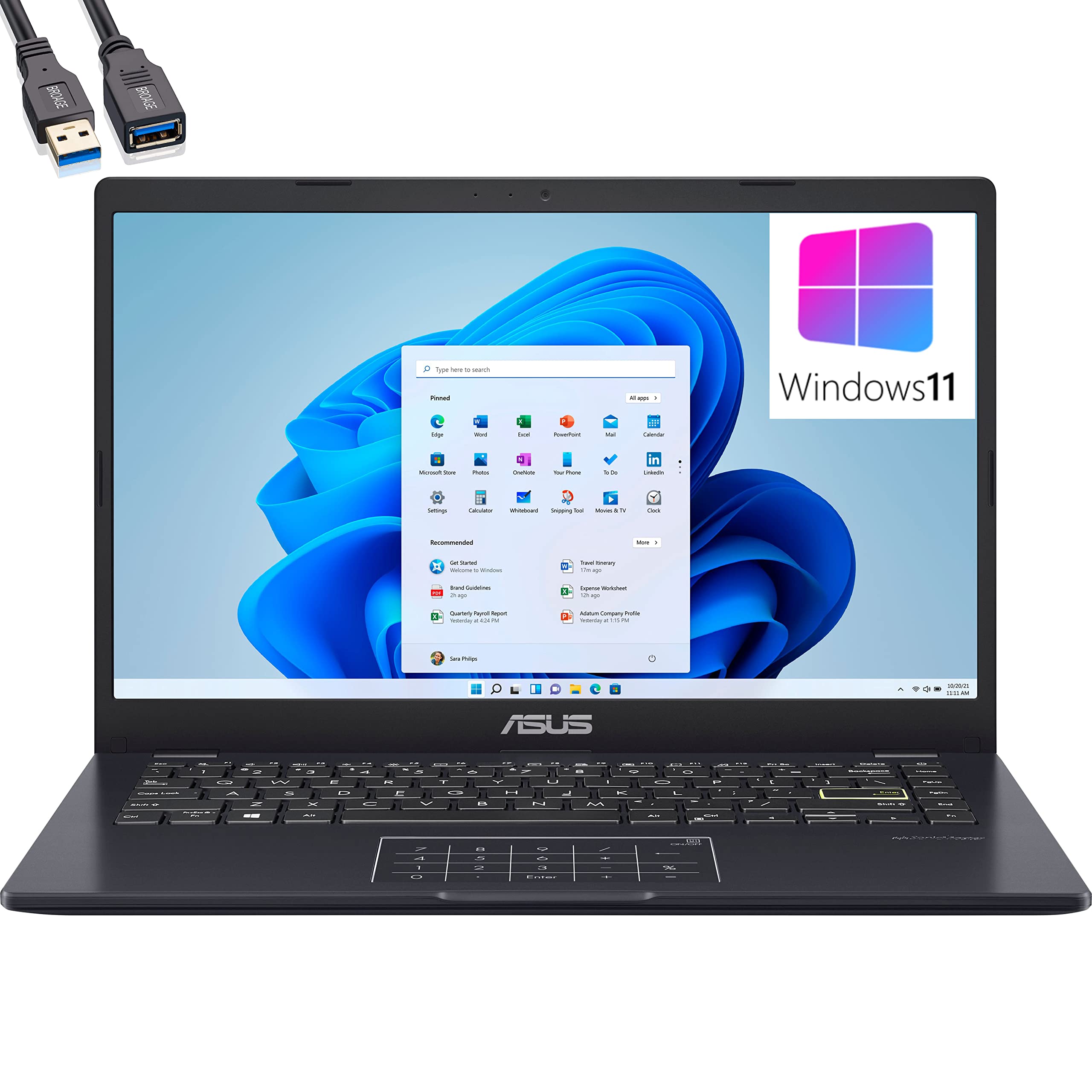 ASUS laptop with multiple application icons.