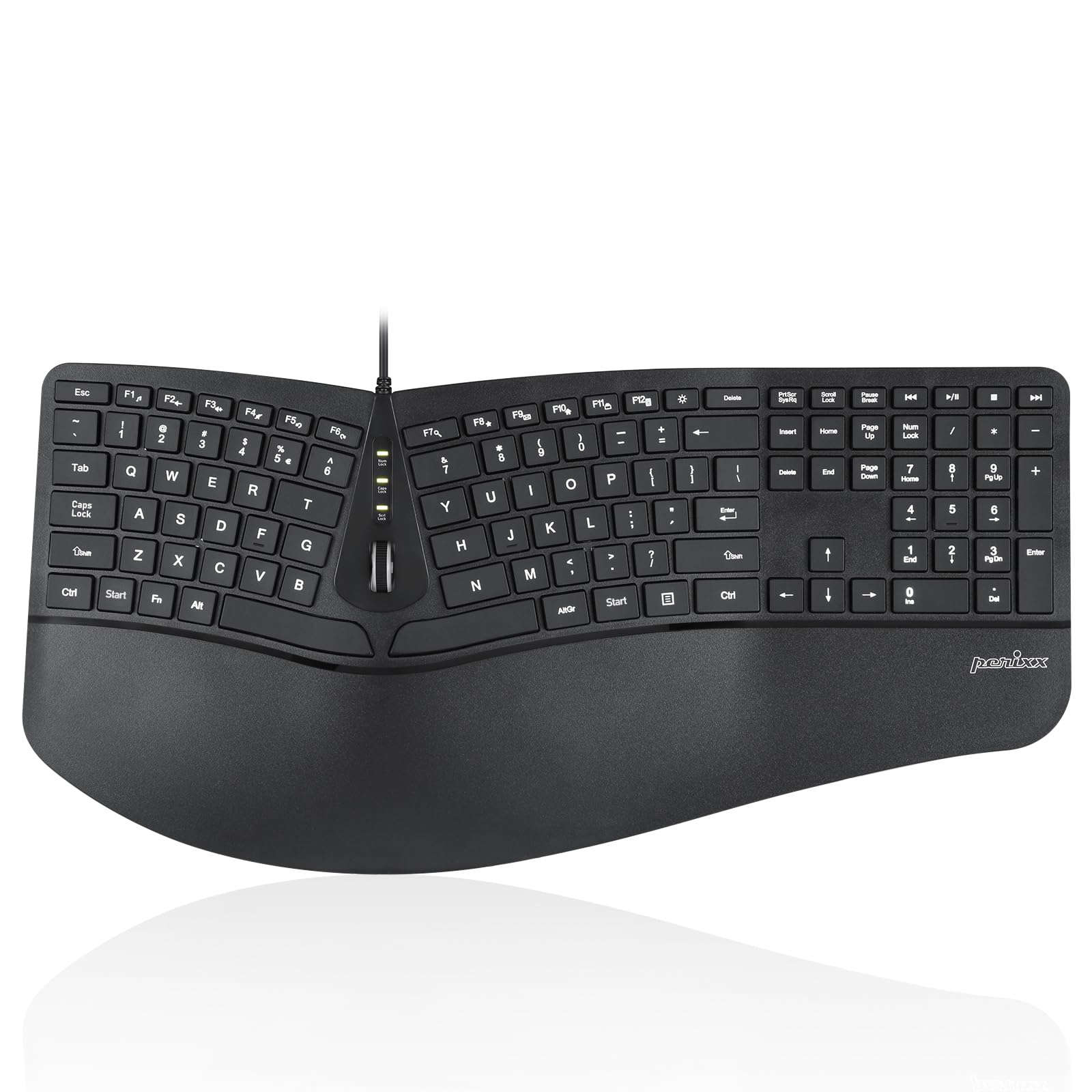Backlit keyboard with adjustable height and wrist support