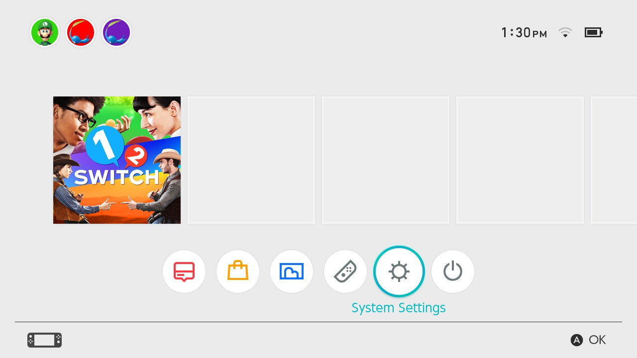 Ensure that the Nintendo Switch console is connected to the internet.
Go to the System Settings on the Nintendo Switch home menu.