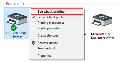 Locate your HP printer and right-click on it.
Select Properties from the context menu.