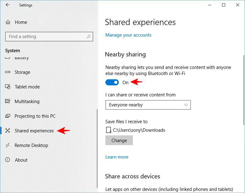 Nearby Sharing allows you to share files and links with nearby devices.
To use Nearby Sharing, both devices must have Bluetooth and Wi-Fi enabled.