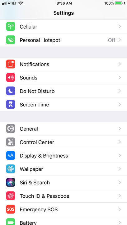 On your iPhone, go to "Settings".
Tap on "General".