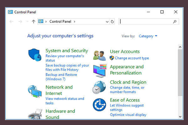 Open the Control Panel by typing Control Panel in the Search bar and selecting it from the list.
Click Recovery and then click Open System Restore.