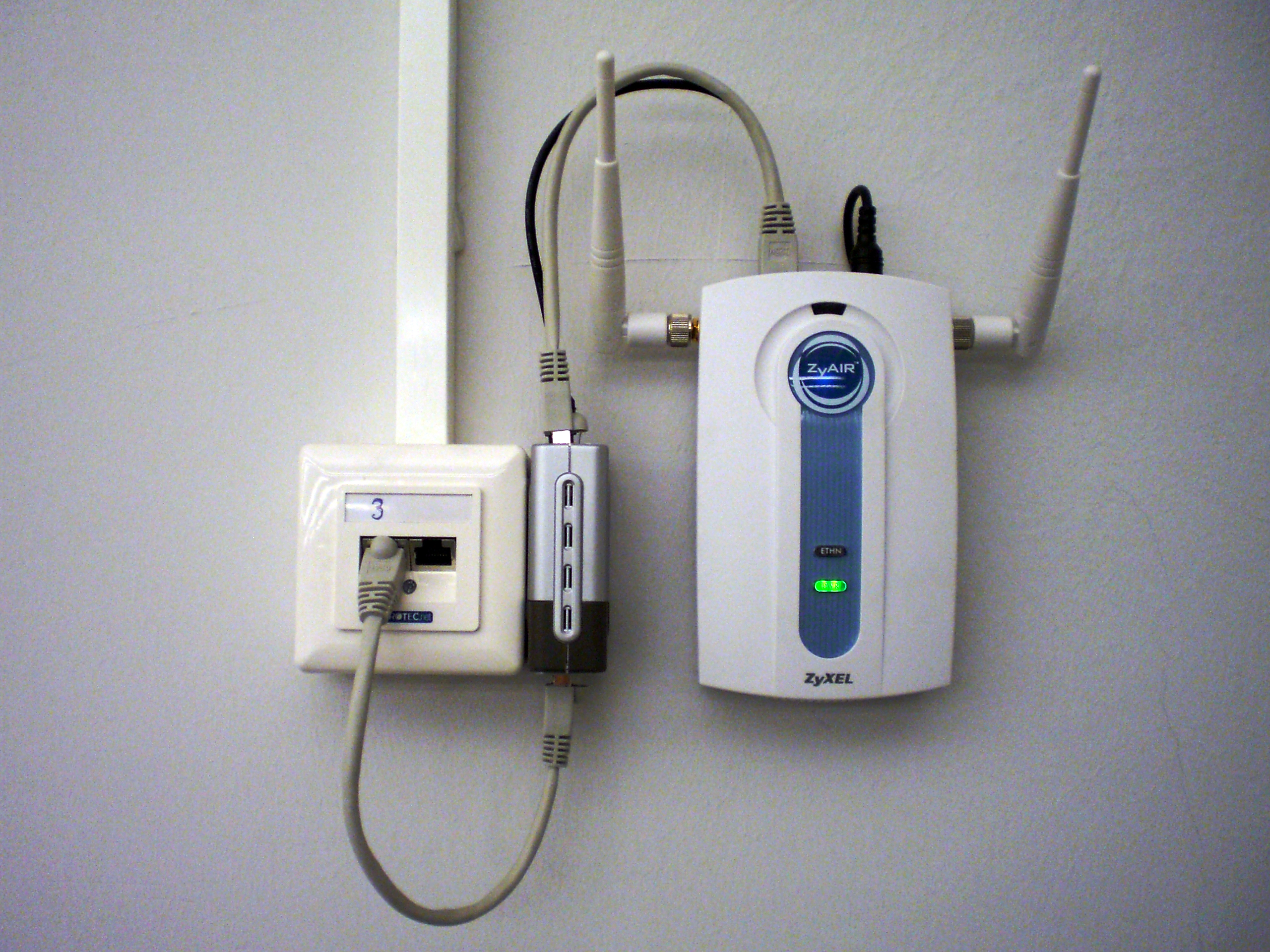 Power supply and Ethernet cable connections