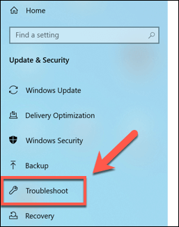 Press Win+I to open the Settings app.
Click on Update & Security, then select Troubleshoot.