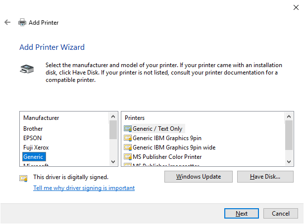 Printer driver update icon