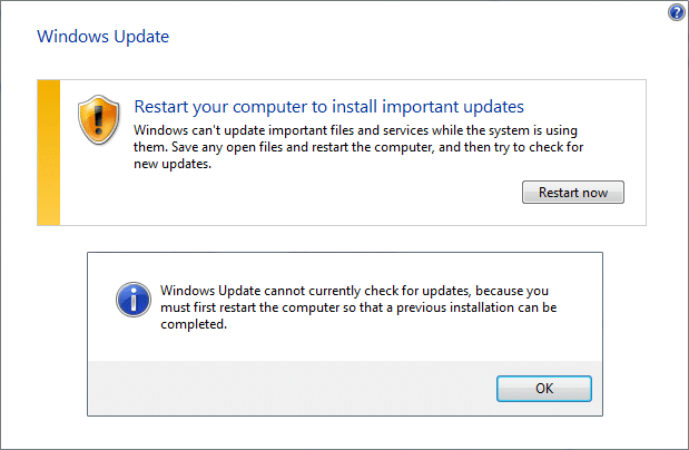Restart the computer
Check for Windows updates and install them