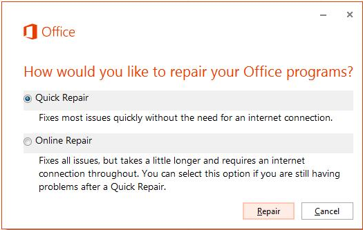 Right-click on Microsoft Office and select Change or Repair.
Follow the on-screen instructions to repair the Office installation.