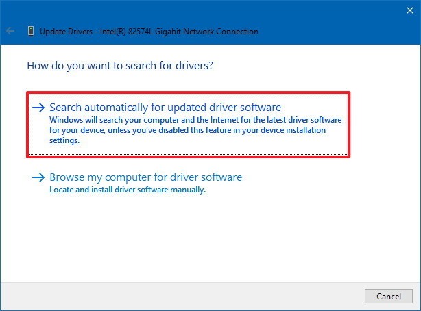 Right-click on your network adapter and select Update driver
Select Search automatically for updated driver software
