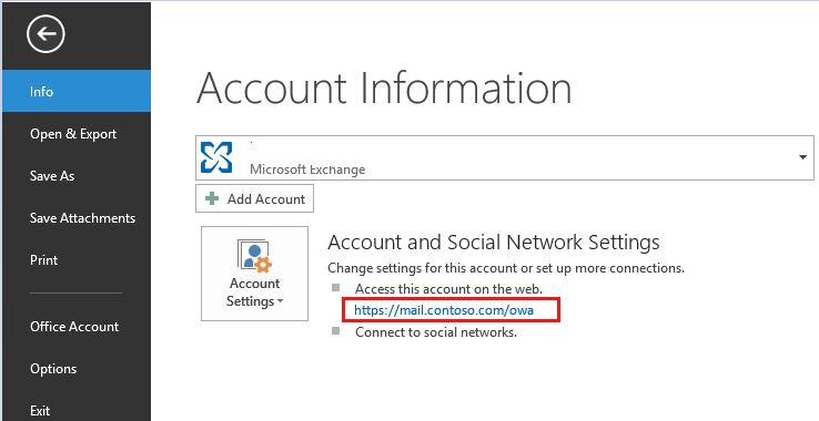 Screenshot of Exchange Server settings in Microsoft Outlook