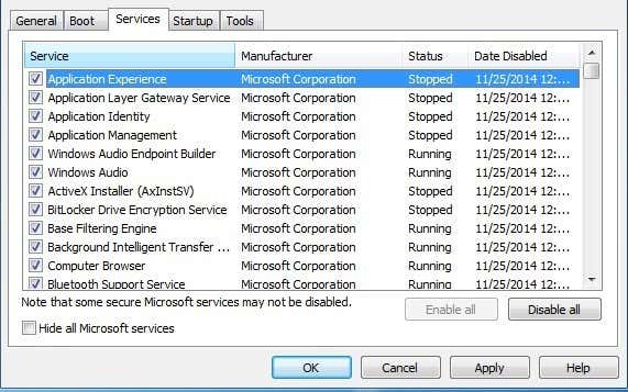 Uncheck the box next to "Load startup items".
Go to the "Services" tab and check the box next to "Hide all Microsoft services".