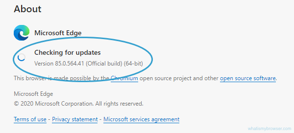 Wait for Microsoft Edge to check for updates
If an update is available, click on the "Restart" button to install it
