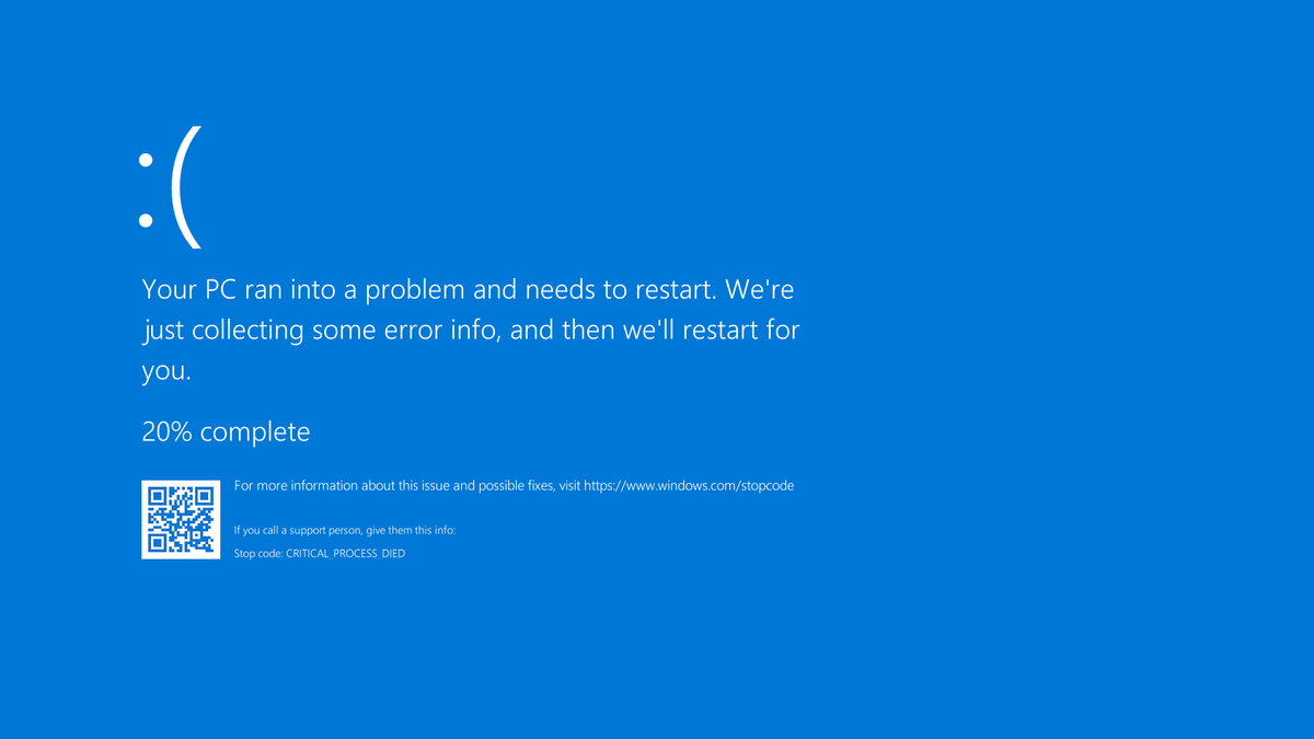 Windows blue screen error message