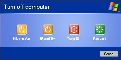 Windows shutdown options